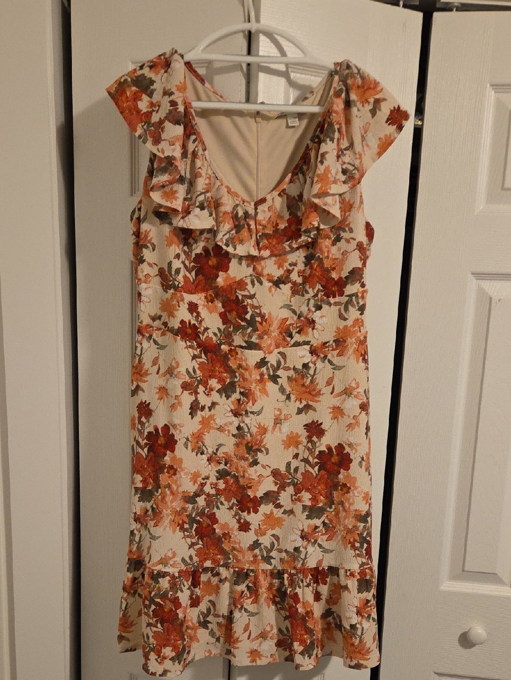 Cato Floral Ruffle Sundress in Cream and Rust